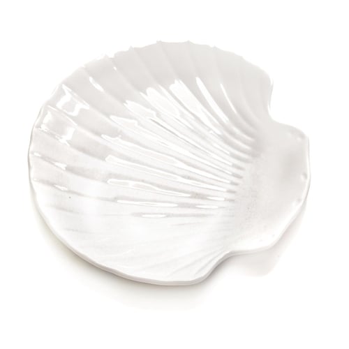 Plat Coquille St-Jacques en céramique blanche 7-1/4 oz