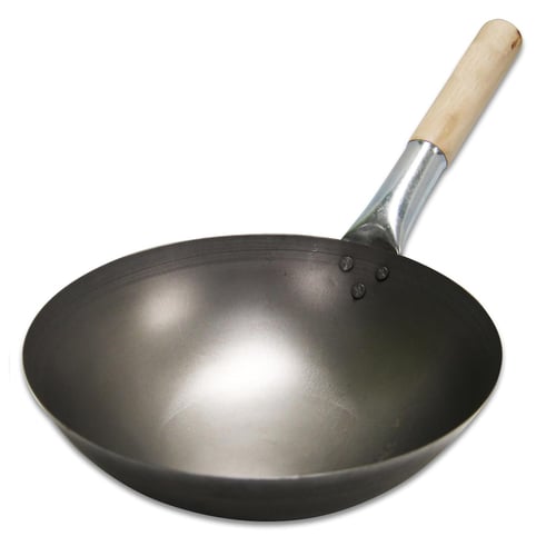 Wok chinois avec poignée en bois 14'' / 36 cm