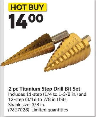 2 pc Titanium Step Drill Bit Set