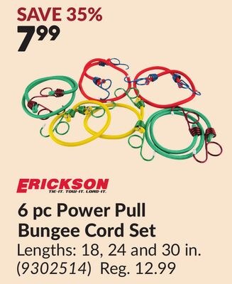 6 pc Power Pull Bungee Cord Set