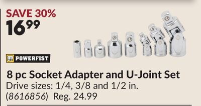 8 pc Socket Adapter and U-Joint Set