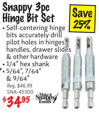 Snappy 3pc Hinge Bit Set