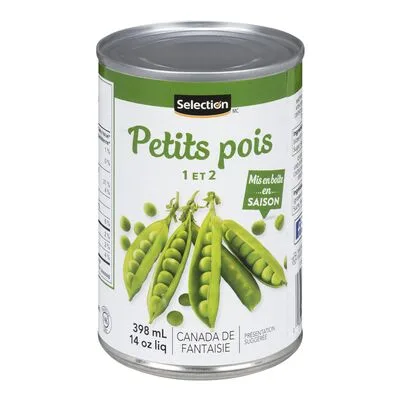 Petits pois, taille 1 et 2