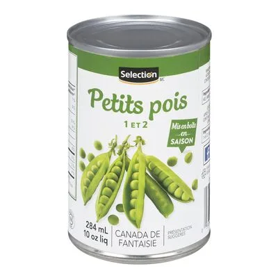 Petits pois, taille 1 et 2
