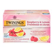 Tisane à saveur de framboise et citron en sachets