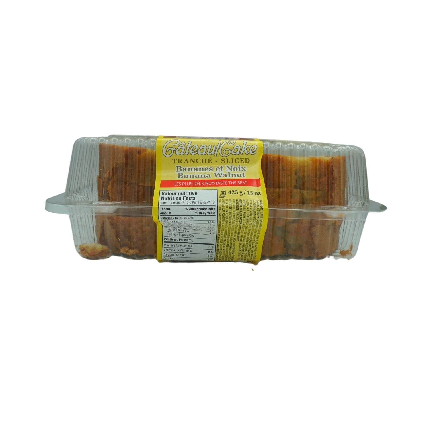 GATEAU TRANCHE BANANE NOIX