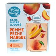 Pochettes de compote de pommes, pêches et mangues