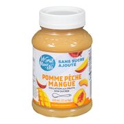 Compote de pommes, pêches et mangues non sucrée