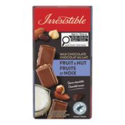 Tablette de chocolat suisse avec raisins secs, amandes et noisettes