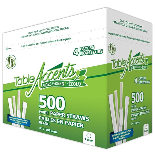 Paille papier blanc emb. ind. 8'' x500