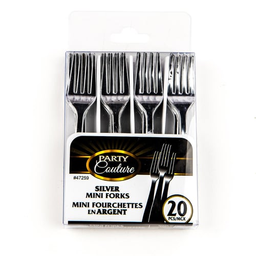 Mini fourchette plastique argent x20