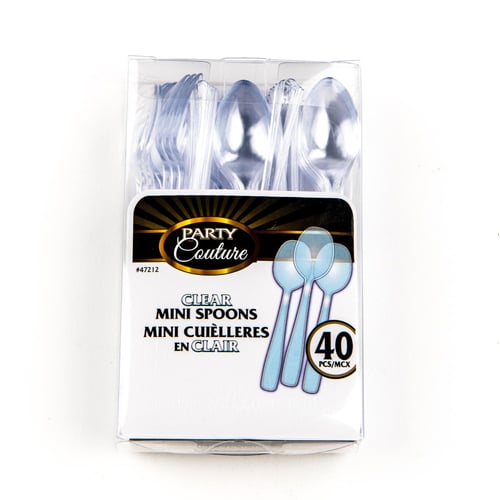 Mini cuillère plastique transparent x40