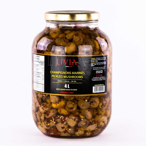 Champignons marinés dans l'huile piquante 4 L