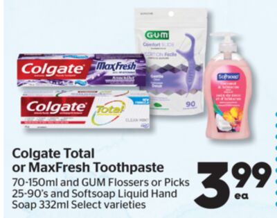 Colgate Total or MaxFresh Toothpaste