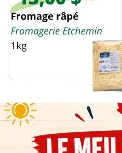 Fromage râpé Fromagerie Etchemin