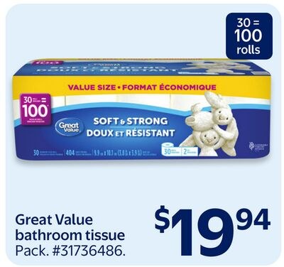 Great Value bathroom tissue