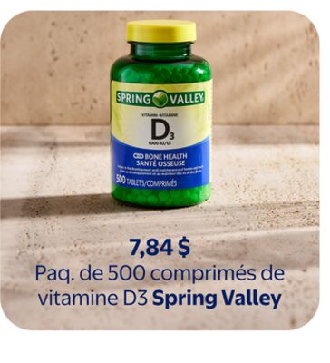 Paq. de 500 comprimés de vitamine D3 Spring Valley