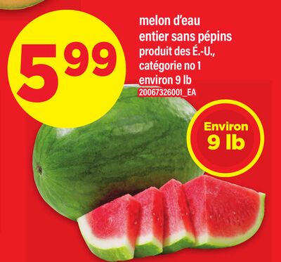 MELON D'EAU ENTIER SANS PÉPINS