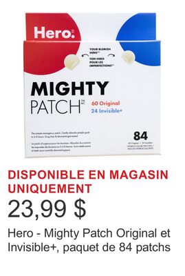 Hero - Mighty Patch Original et Invisible+, paquet de 84 patchs
