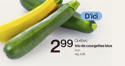 Québec trio de courgettes bios