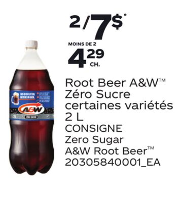 ROOT BEER A&W ZÉRO SUCRE | ZERO SUGAR A&W ROOT BEER™, 2 L