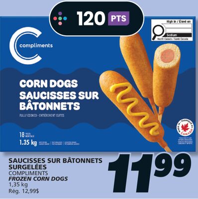 SAUCISSES SUR BÂTONNETS SURGELÉES COMPLIMENTS