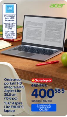 Ordinateur portatif HD intégrale IPS Aspire Lite