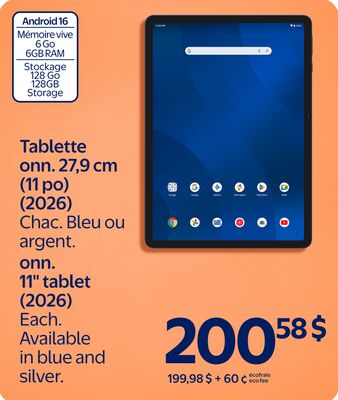 Tablette onn. 27,9 cm (11 po) (2026)