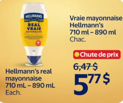 Vraie mayonnaise Hellmann's 710 ml - 890 ml