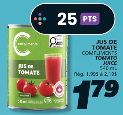 JUS DE TOMATE COMPLIMENTS
