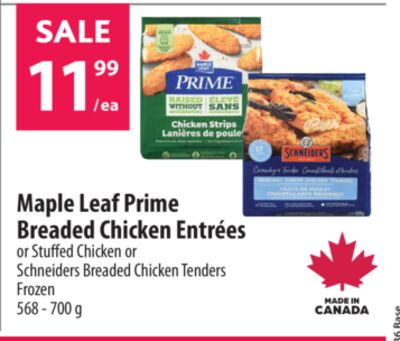 Maple Leaf Prime Breaded Chicken Entrées