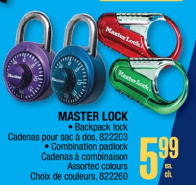 MASTER LOCK Backpack lock, Combination padlock