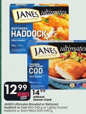 Ultimates Breaded or Batterd Haddock or Cod 450-545 g or Lightly Dusted Haddock or Sole Fillets 500-540 g