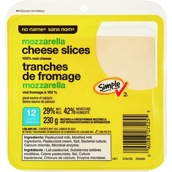 Tranches de fromage mozzarella