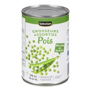 Pois de grosseurs assorties