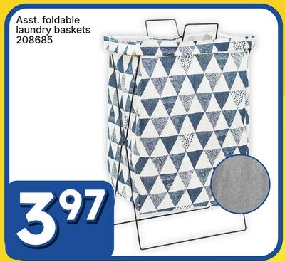 Asst. foldable laundry baskets