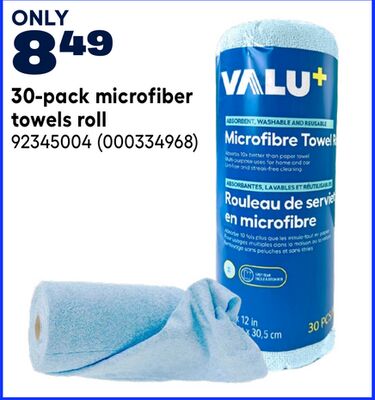 30-pack microfiber towels roll