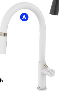 «Adore», matte white finish pull-down kitchen faucets