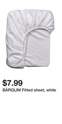 BÄRGLIM Fitted sheet, white