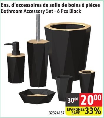 Bathroom Accessory Set - 6 Pcs Black