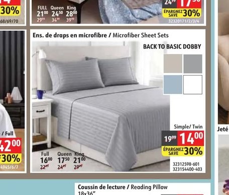 Ens. de draps en microfibre - Microfiber Sheet Sets BACK TO BASIC DOBBY