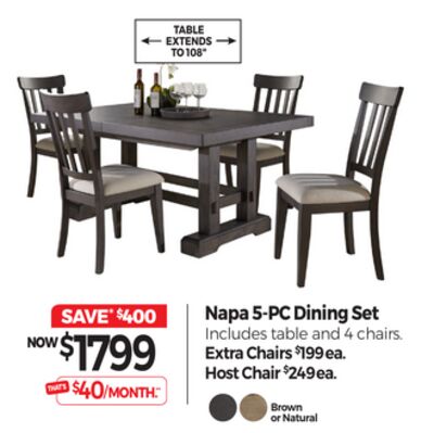 Napa Rectangular Table & 4 Chairs