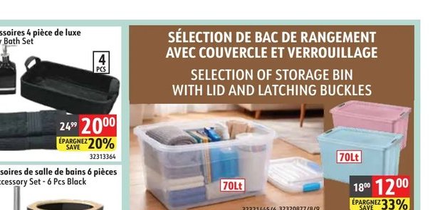 Sélection de bac de rangement 70L