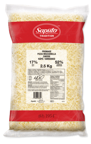 Fromage mozzarella râpé 17% 2,5kg