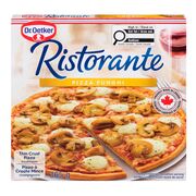 Pizza à croûte mince aux champignons surgelée