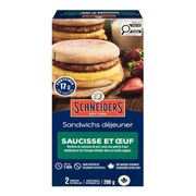 Sandwichs déjeuner saucisse et œuf surgelés