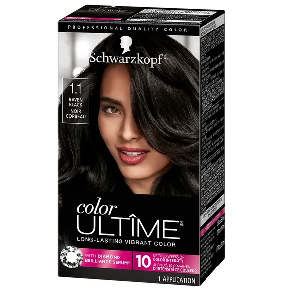Color Ultime  Crème colorante permanente pour cheveux  Noir corbeau 1.1