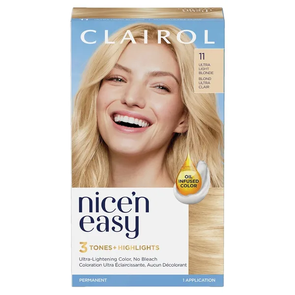 Nice'n Easy 11 Blond Ultra-Clair, Coloration permanente, Couleur d'aspect naturel supérieur