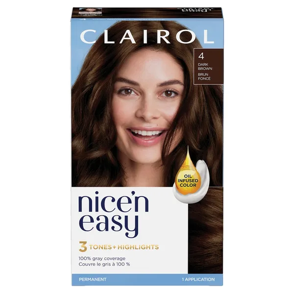 Nice'n Easy 4 Brun Foncé, Coloration permanente, Couleur d'aspect naturel supérieur