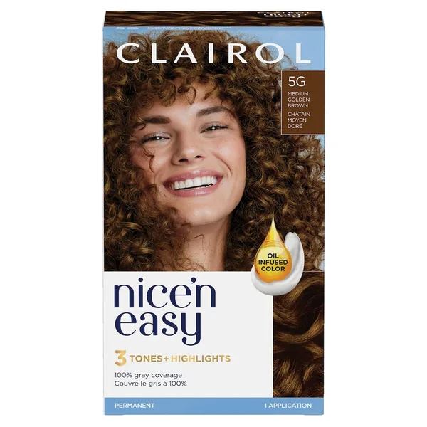 Nice'n Easy 5G Châtain Moyen Doré, Coloration permanente, Couleur d'aspect naturel supérieur